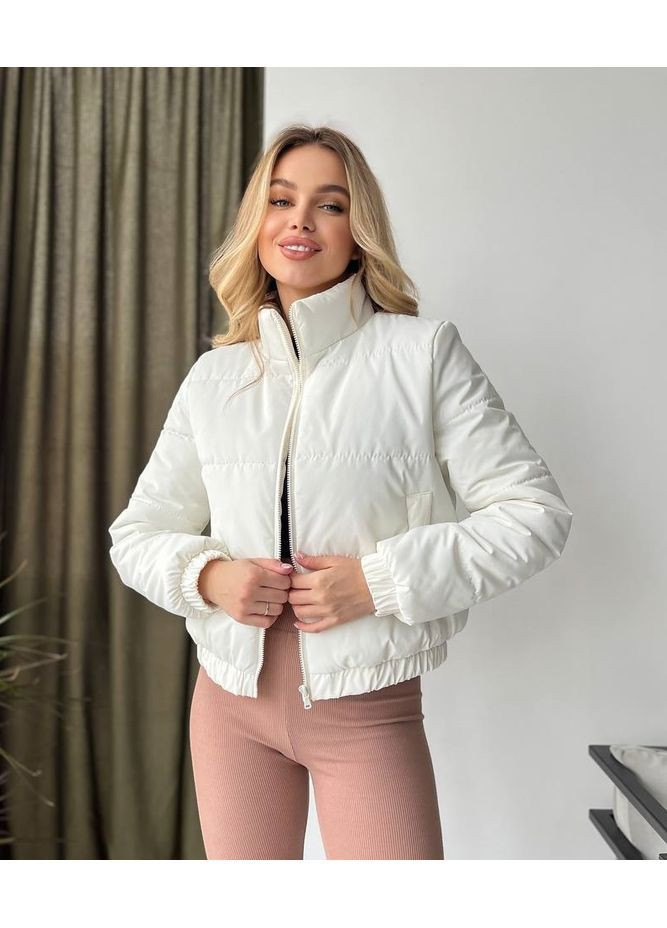 Молочна демісезонна куртка плащівка + синтепон 150 No Brand