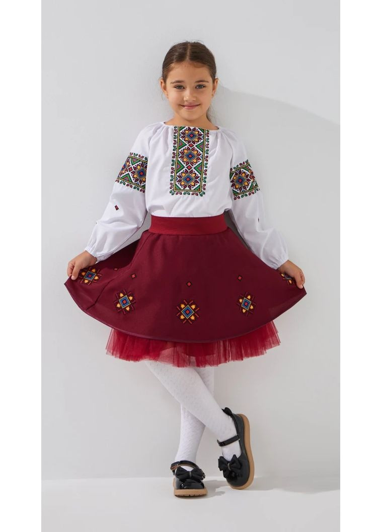 Бордовая костюм вышиванка(верх+низ) для девочки роксолана 116 см бордовый shop (2000902589359) (362914293)