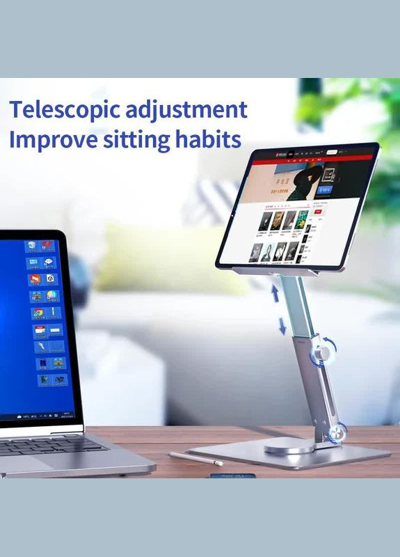 Підставка для планшета А72 телескопічна поворотна 360 °C Rotating Teleskopic Tablet Stand Silver VHG (338627754)
