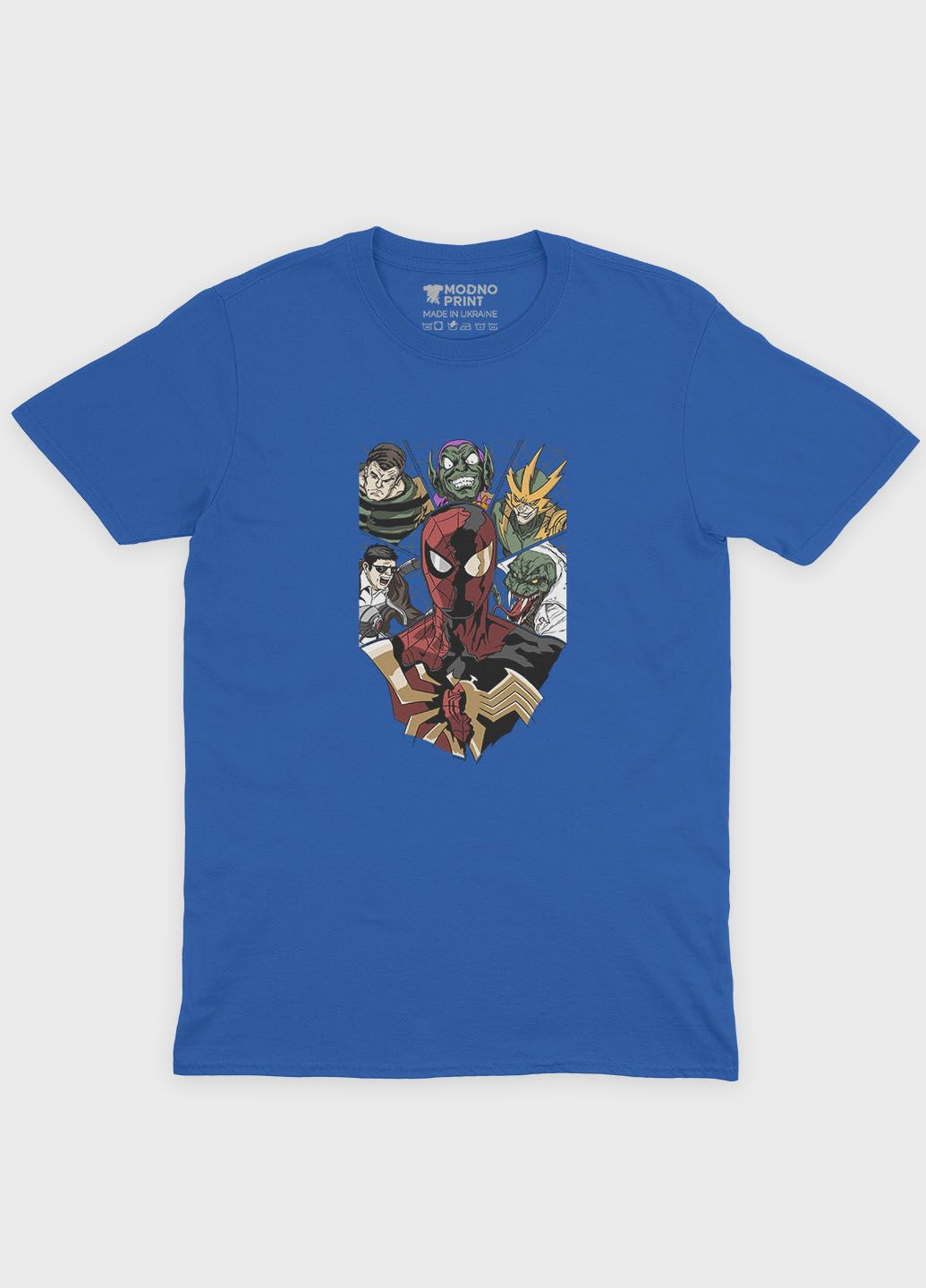 Синя демісезонна футболка для хлопчика з принтом супергероя - людина-павук (ts001-1-brr-006-014-096-b) Modno