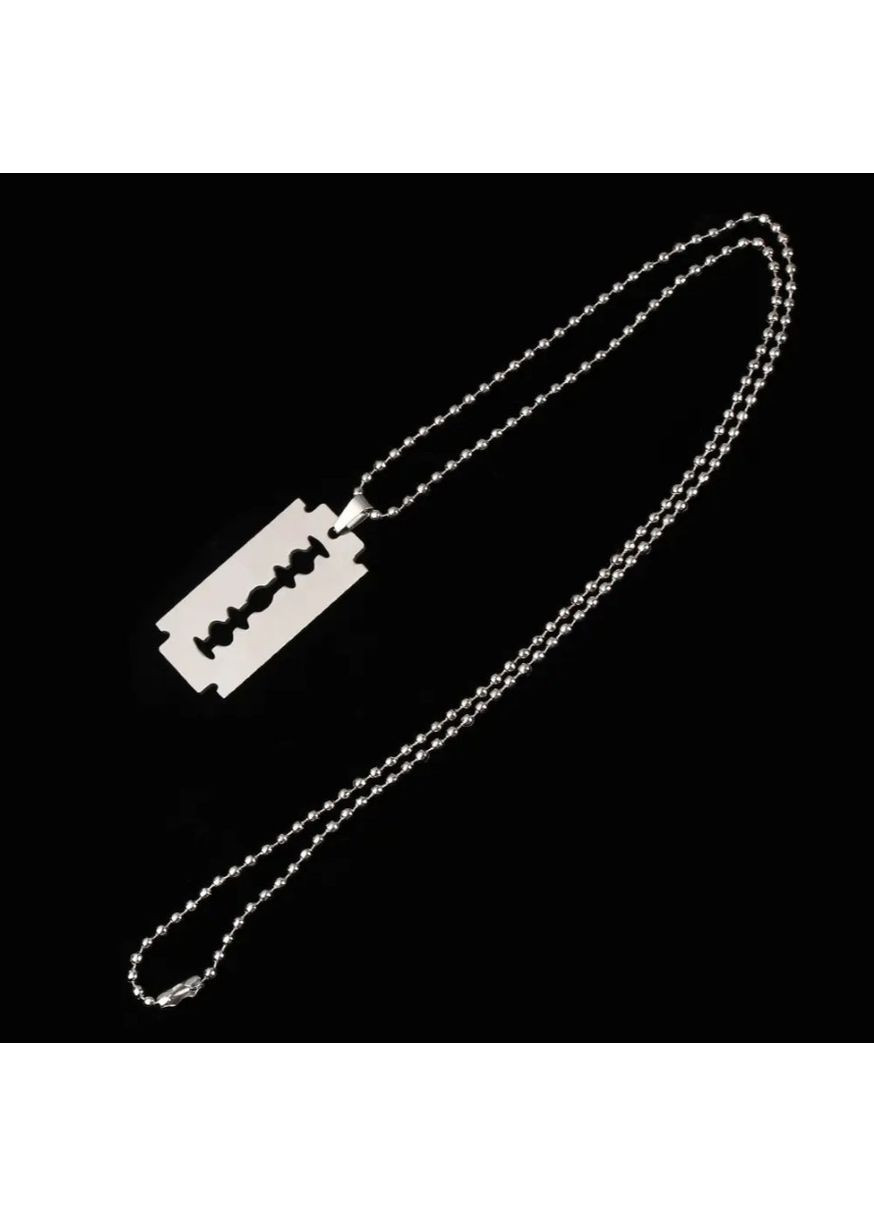 Кулон Лезвие из стали 316L серебристый 40×20 мм с цепочкой 60 см, стильный мужской и женский унисекс No Brand (364191323)