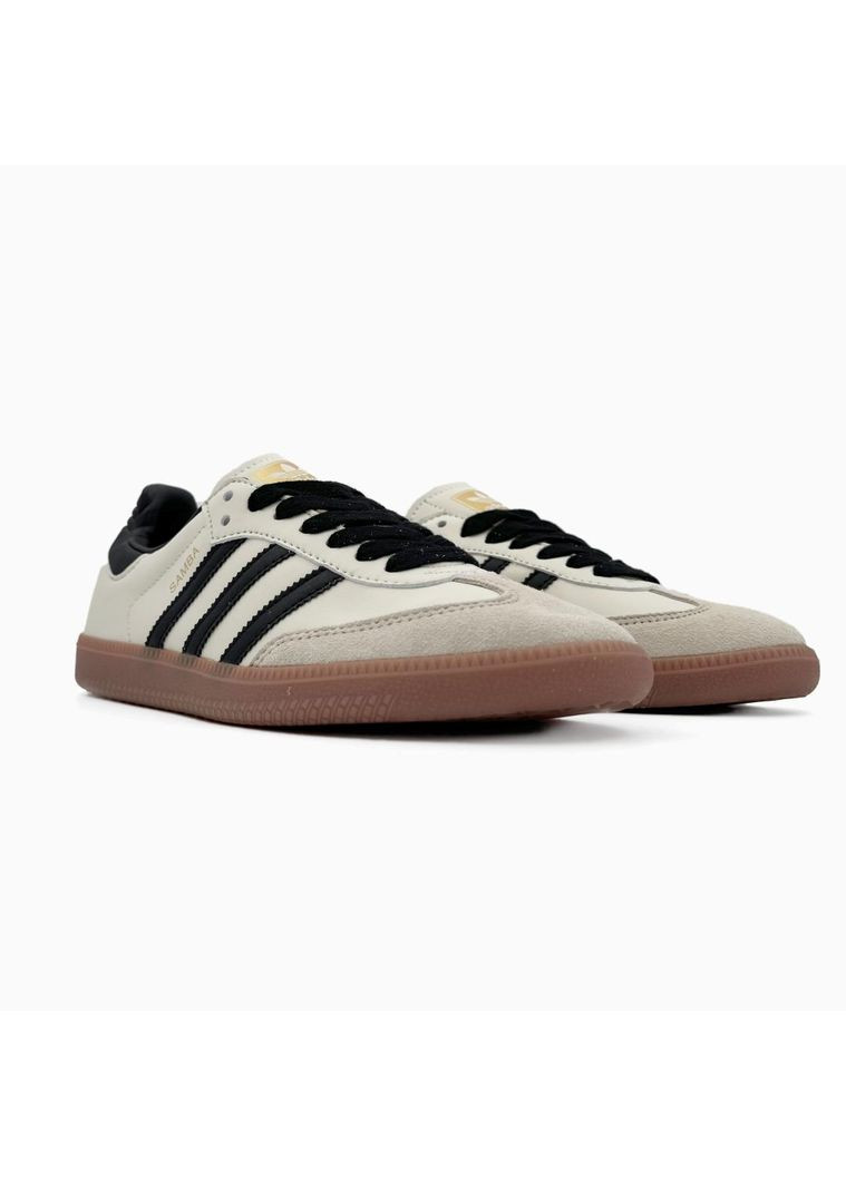 Черные демисезонные кроссовки мужские adidas samba beige black адидас самба No Brand