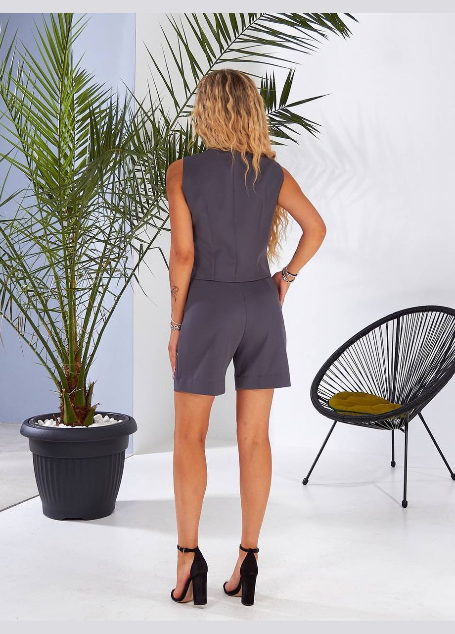 Жіночий графітовий костюм (піджак+шорти) No Brand (340424276)