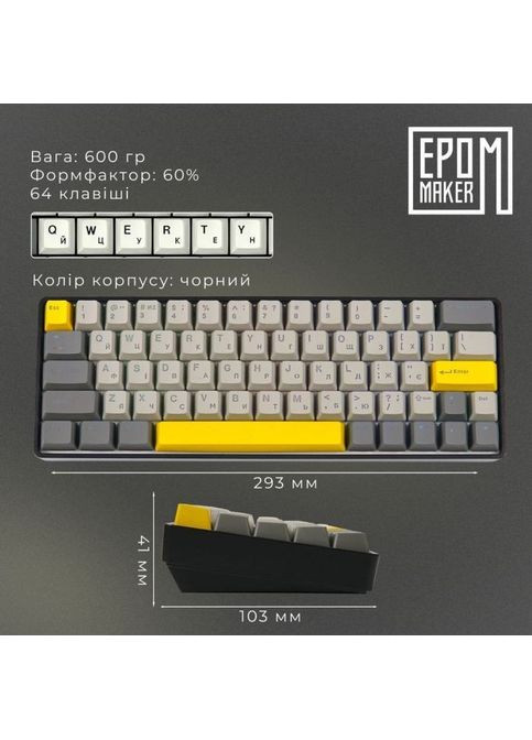 Клавиатура EP64 60 Mulan Switch Hot-Swap RGB Wireless/Bluetooth/USB UA Black (EP64-B-M) EPOMAKER EP64 60 Mulan Switch Hot-Swap RGB Wireless/Bluetoo (356149926)