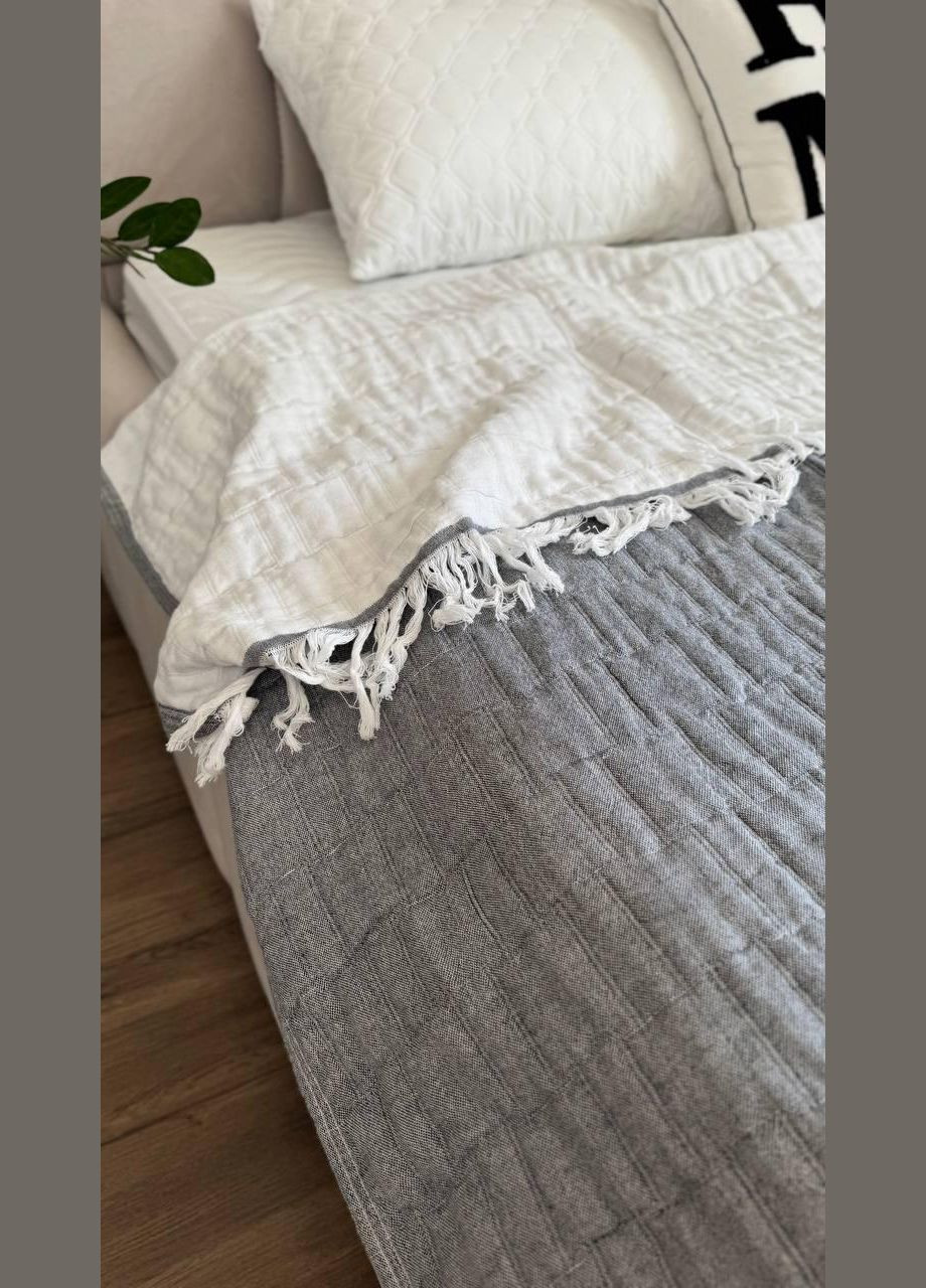 Муслиновое покрывало на кровать Евро 200х230 Серый (П4К-muslin25-0010-01) No Brand (342097350)