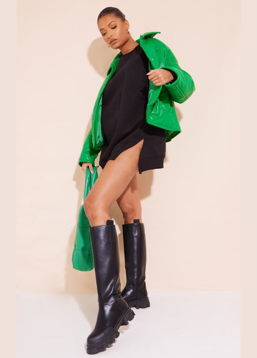 Чорний світшот на флісі PrettyLittleThing однотонний (361162487)