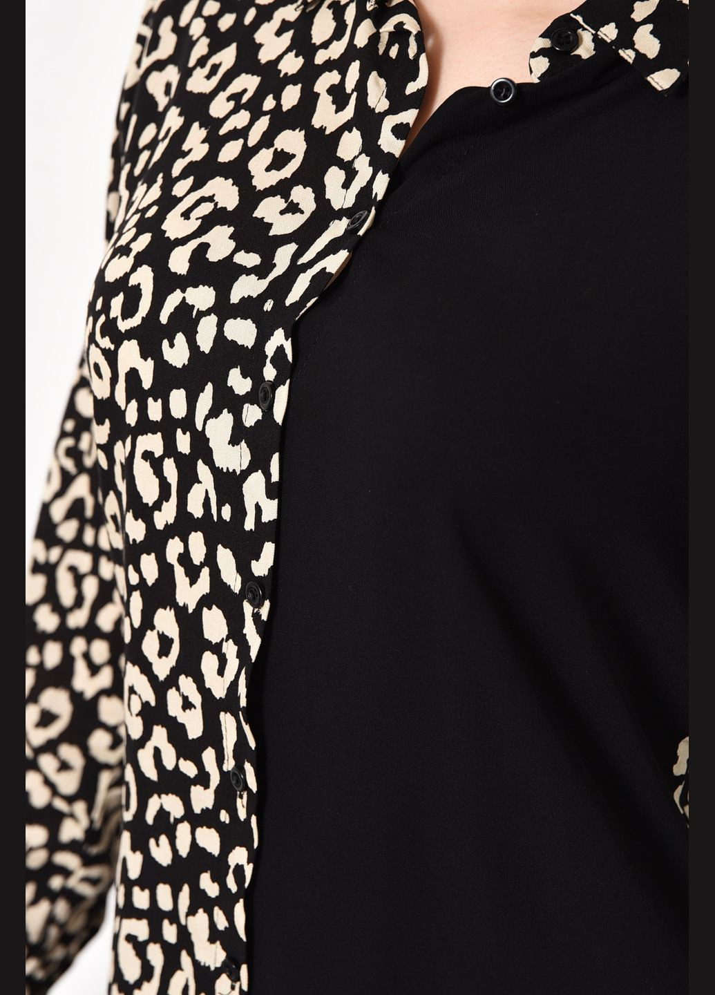 Сорочка жіноча з принтом чорного кольору Let's Shop (283322887)