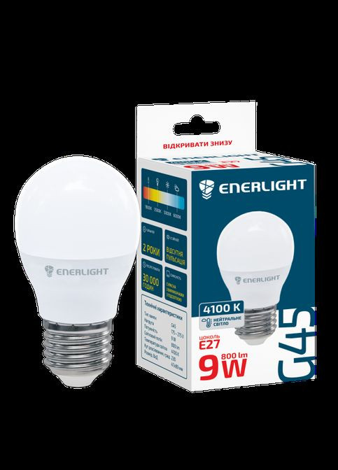 Лампа светодиодная G45 9Вт 4100K E27 Enerlight (333034461)