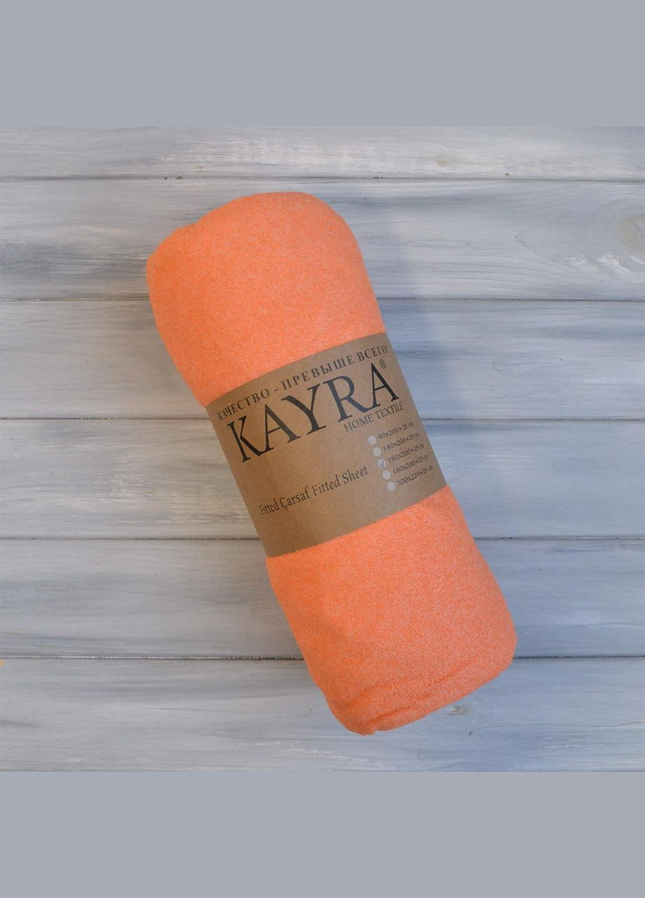 Простирадло 180х200+25 см махрове на резинці Оранжеве Kayra (318387549)