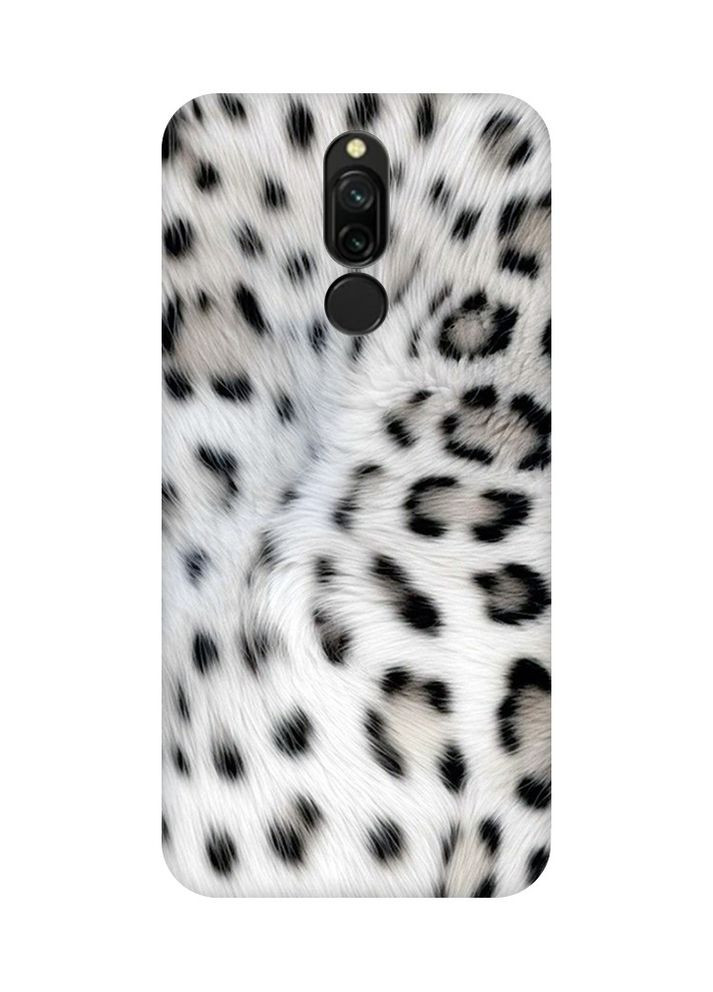 Матовый чехол с черными боками на Xiaomi Redmi 8 Белый леопард (принт 398) Creative (355408814)