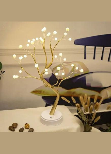 Дерево Бонсай Led світильник гірлянда 50 см перли на батареях + USB No Brand (348118899)
