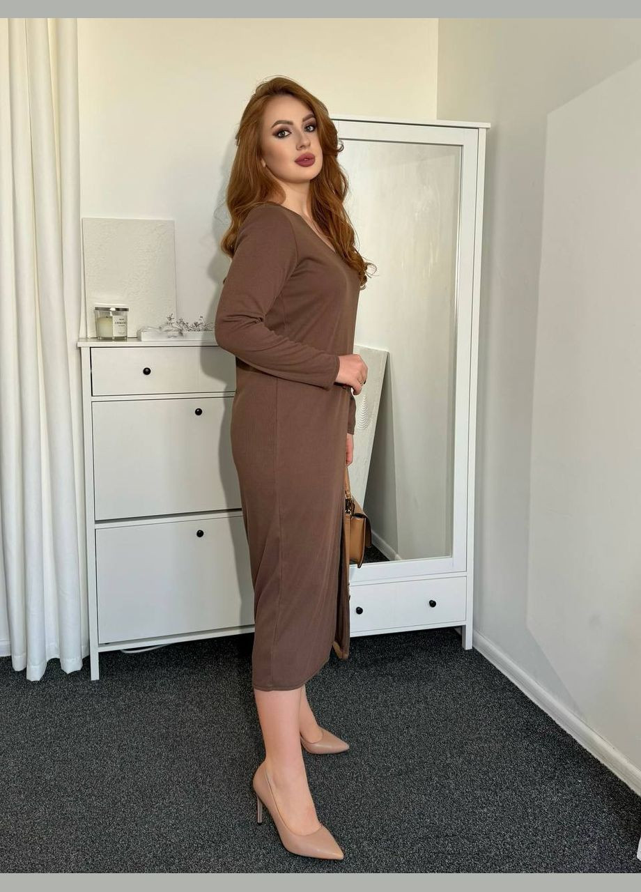 Коричнева кежуал сукня No Brand однотонна