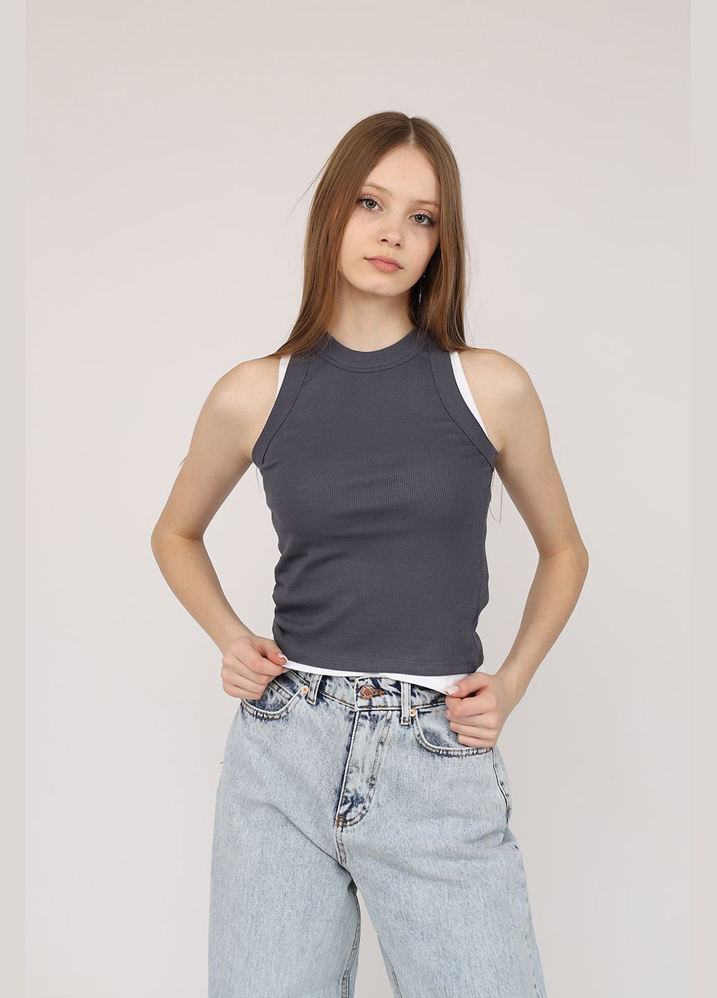 Майка с широкими бретелями женская цвет серый CB-00272224 Busem — 325813275
