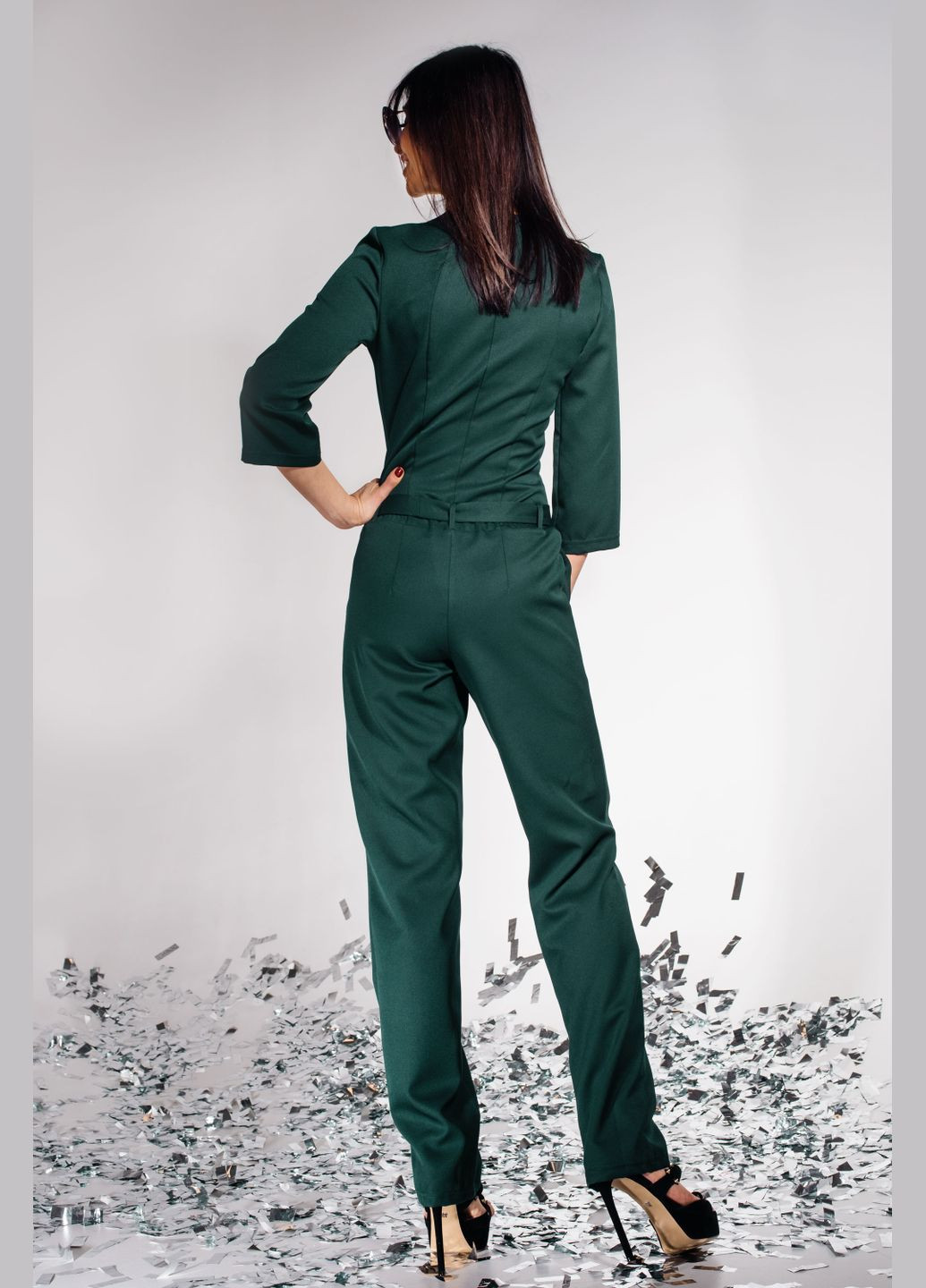 Комбинезон Liton комбинезон-брюки изумрудный повседневный, кэжуал костюмная