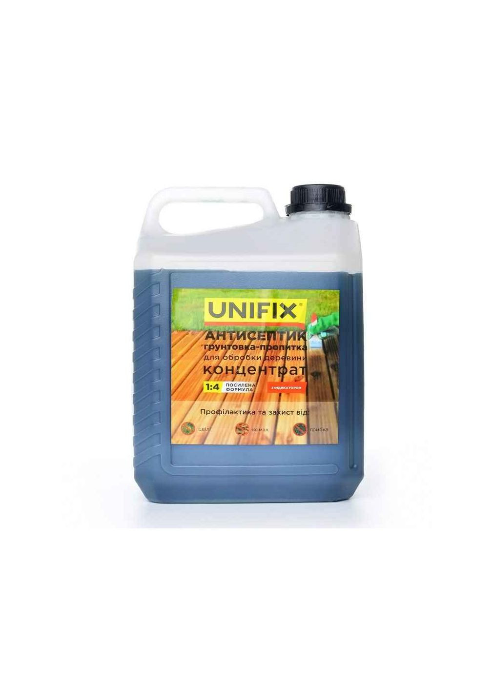 Антисептик 5л грунтовка-напитка концентрат 1:4 для древесины (с индикатором) Unifix (362716150)