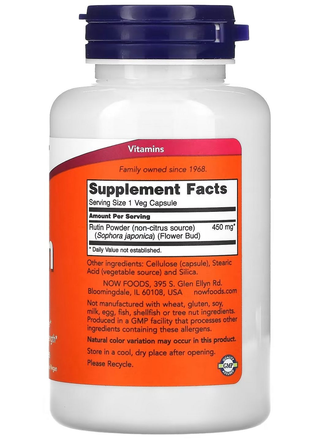 Рутин, 450 мг, 100 капсул – підтримка кровообігу, судин, капіляри, варикоз, антиоксидант Now Foods (339678938)