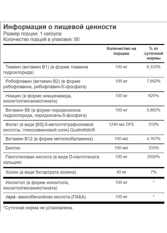 Вітамін В комплекс Vitacost Optimized B-100 Complex Enhanced Absorption 60 капс. Synergy (371736109)