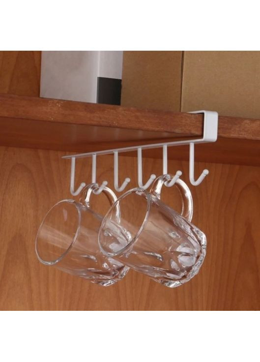 Тримач гачки для кухні білі 6 шт металеві для кухонних рушників та столових приладів ProDobro (365440950)