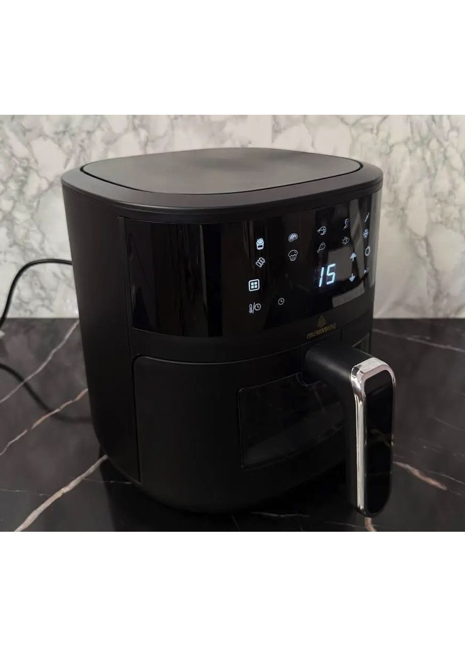 Аерофритниця безмасляна CB-5551 на 5л електричний аерогриль з сенсорним керуванням 2000Вт Чорний Crownberg (351361336)