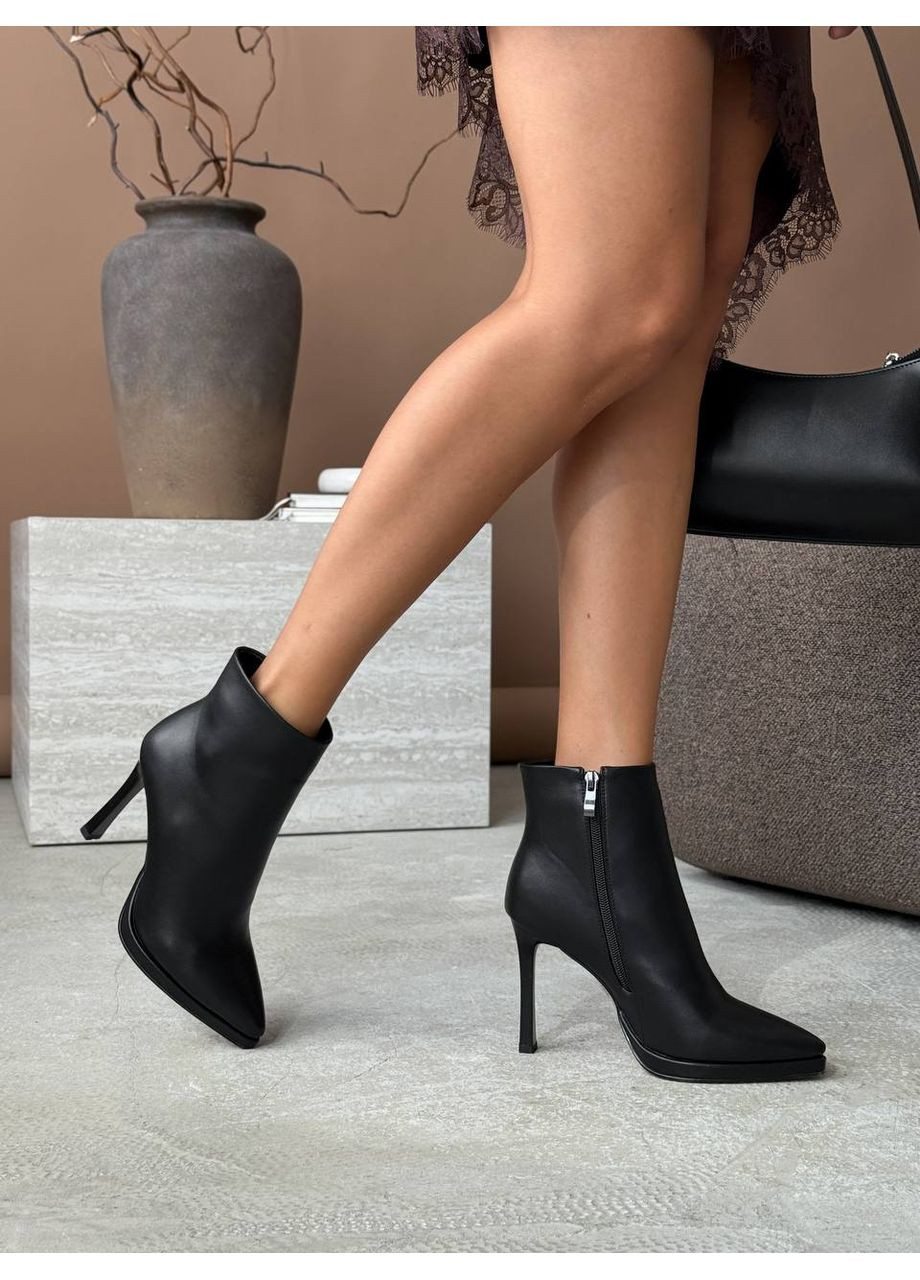 Чорні демісезонна жіночі демісезонні ботильйони на каблуку шпильці No Brand