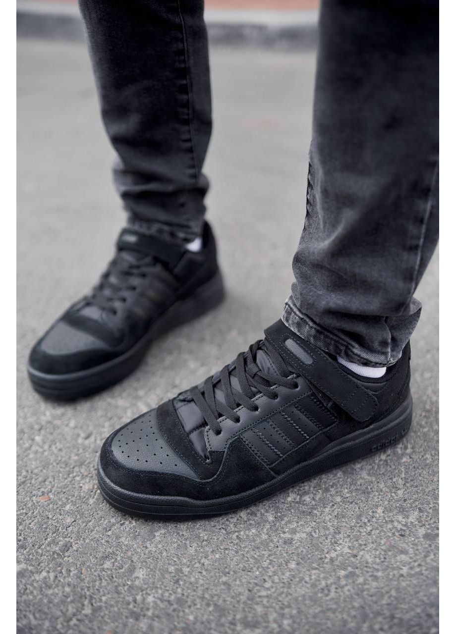 КРОССОВКИ ЖЕНСКИЕ ADIDAS FORUM LOW FULL BLACK АДИДАС ФОРУМ No Brand чёрные демисезоны (367171872)