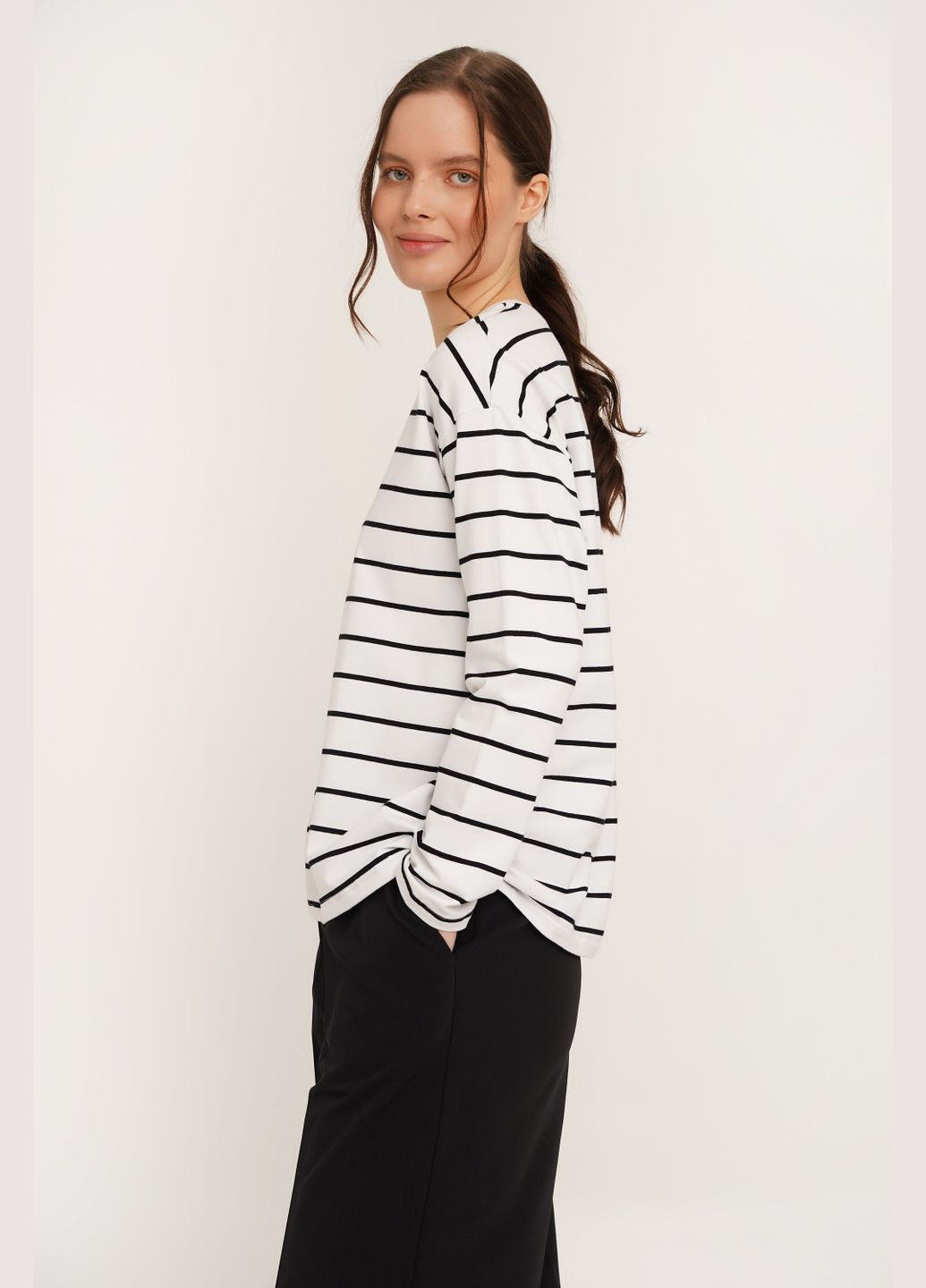 Лонгслив с узором женский CTM WTC02315 Черно-белый shop (2000989942221) LAWA (354935757)