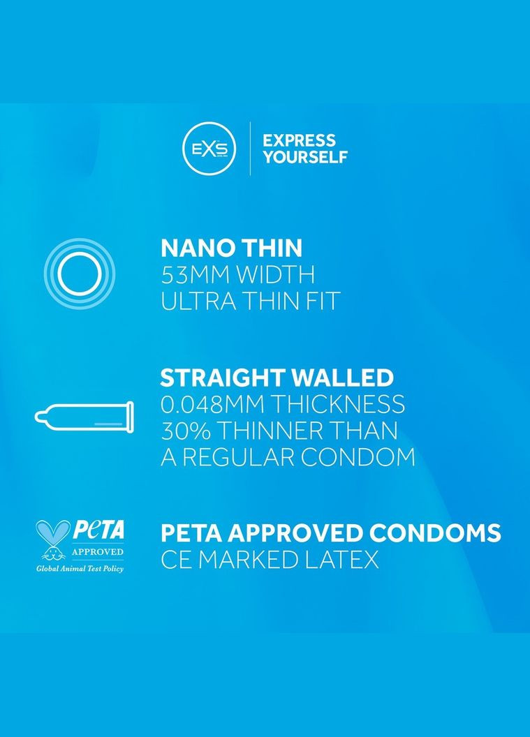 Презервативи ультратонкі Nano Thin латексні (ціна за упаковку, 3 шт.) EXS (316262595)