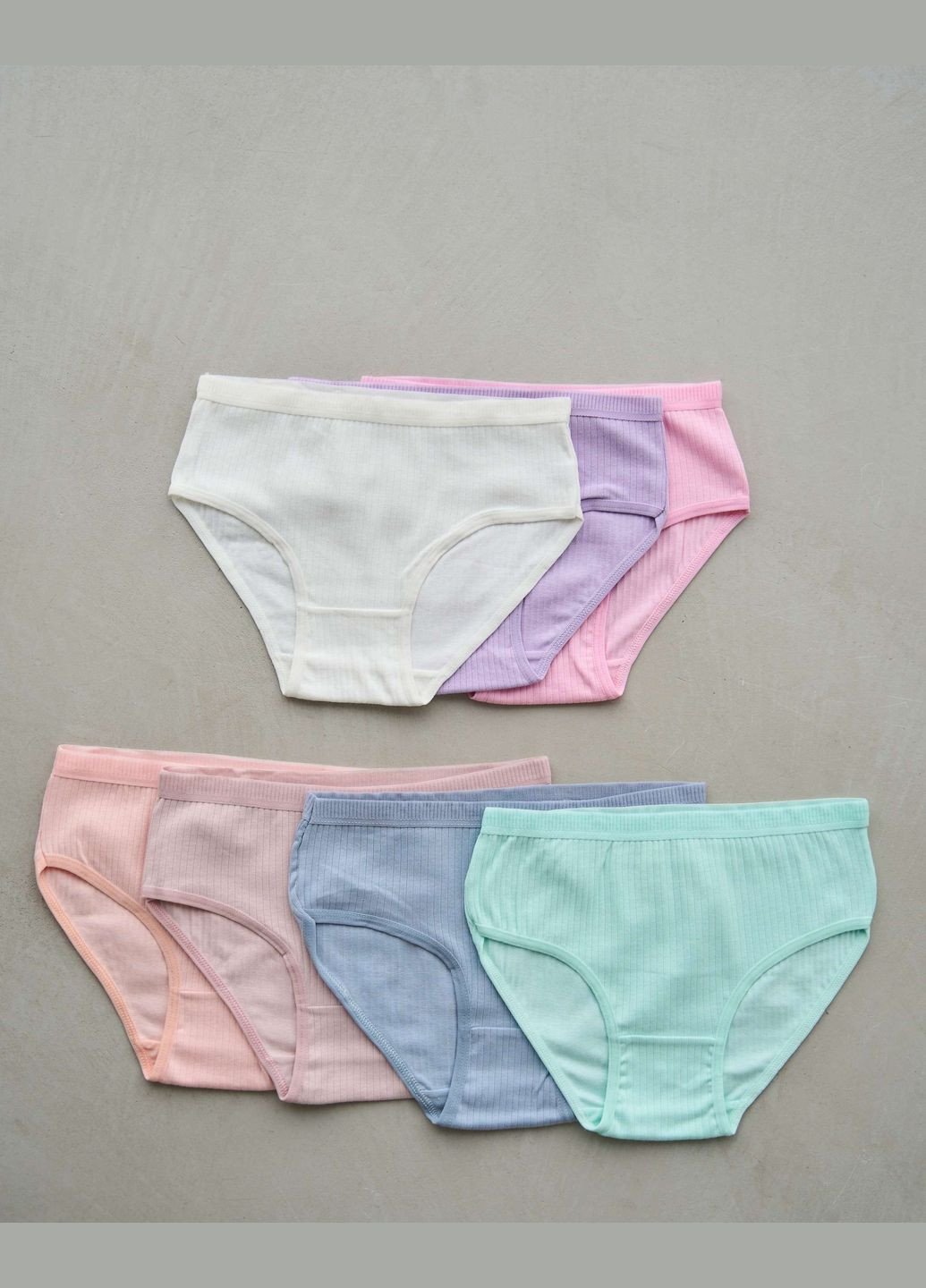 Набор подростковых трусиков-неделька в рубчик на девочку, 7 штук Nicoletta Трусики (342119804)