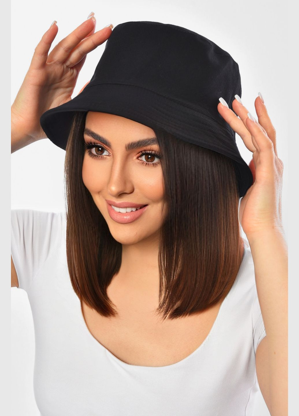 Панама жіноча двостороння чорного кольору Let's Shop (329995738)