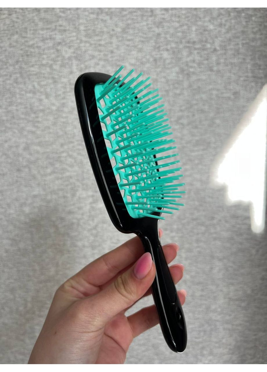 Расческа Superbrush с силиконовыми зубчиками Черно-голубая продувная расческа Hollow Comb (363114871)