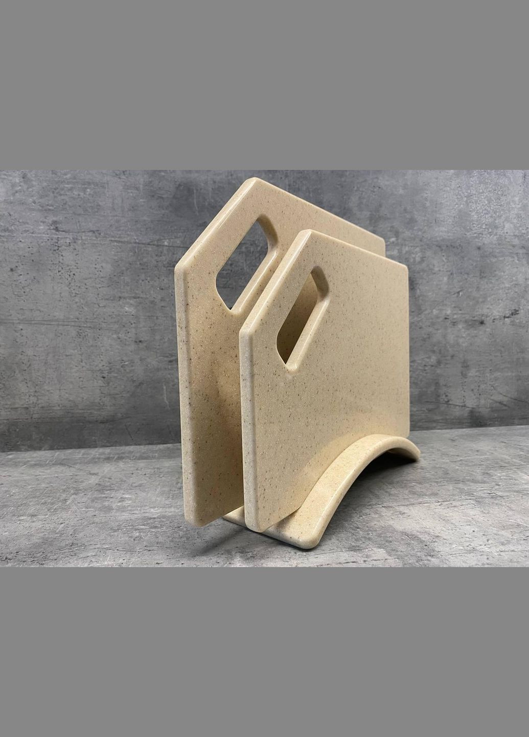 Набір кухонних дошок на підставці зі штучного каменю Gold Brown 2 шт No Brand (346493696)