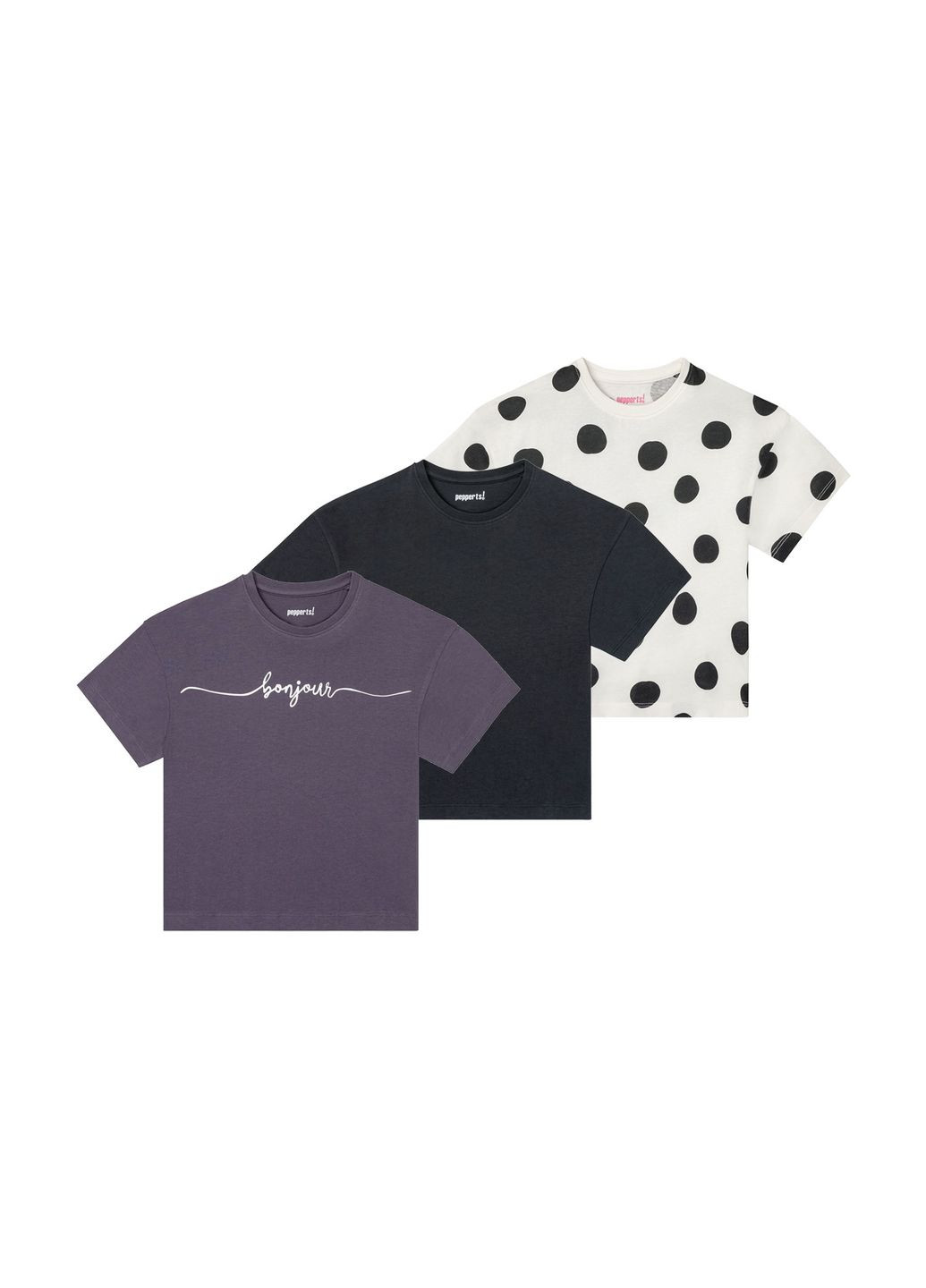 Комбинированная демисезонная футболка набор 3 шт. хлопковые для девочки lidl 372619 Pepperts