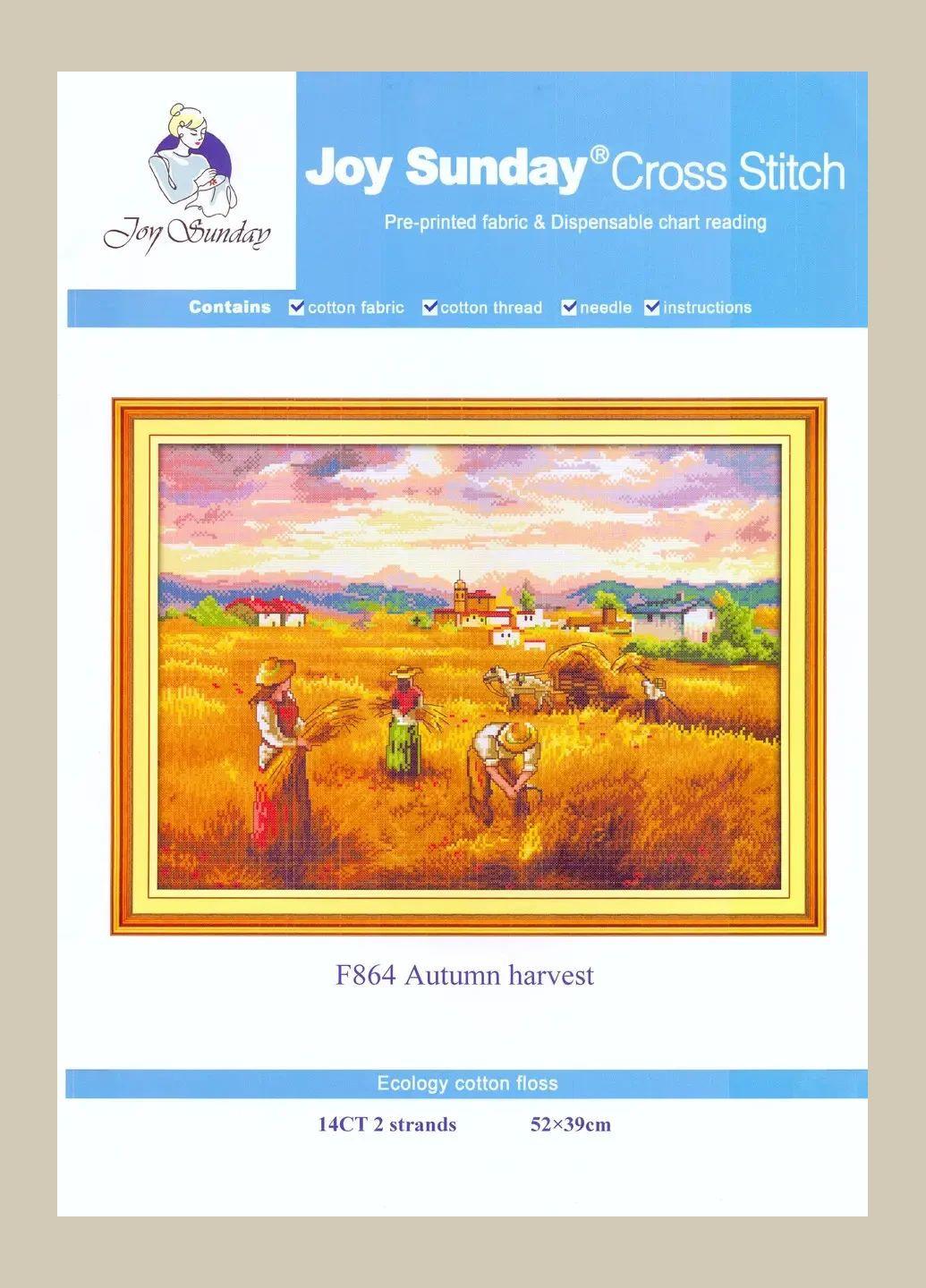 Набір для вишивання за нанесеною на канву схемою "Autumn harvest". AIDA 14CT printed, 52*39 см Joy Sunday (313613593)
