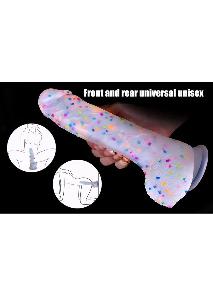 Фаллоімітатор Marty Party XL 22,5 см напівпрозорий з кольоровим вкрапленням всередині силікону Focus (303907058)