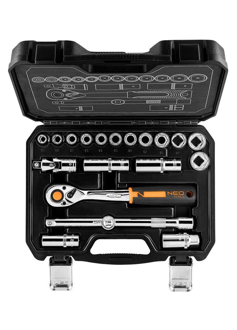 Набір інструментів (1/2", 20 предметів) торцеві головки з трещіткою (23939) Neo Tools (271960930)
