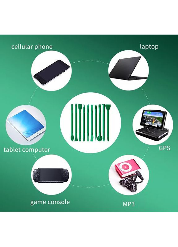 Набір лопаток 10 в 1 TE-A041 для розбирання корпусів смартфонів, ноутбуків, техніки Green No Brand (322566810)