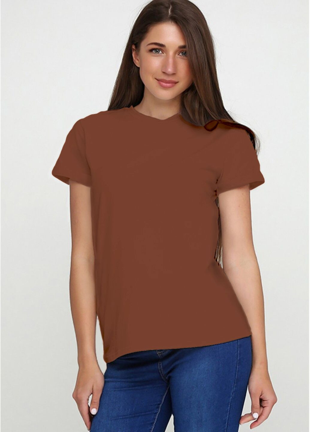 Коричневая женская футболка 563-24 коричневая с коротким рукавом Malta