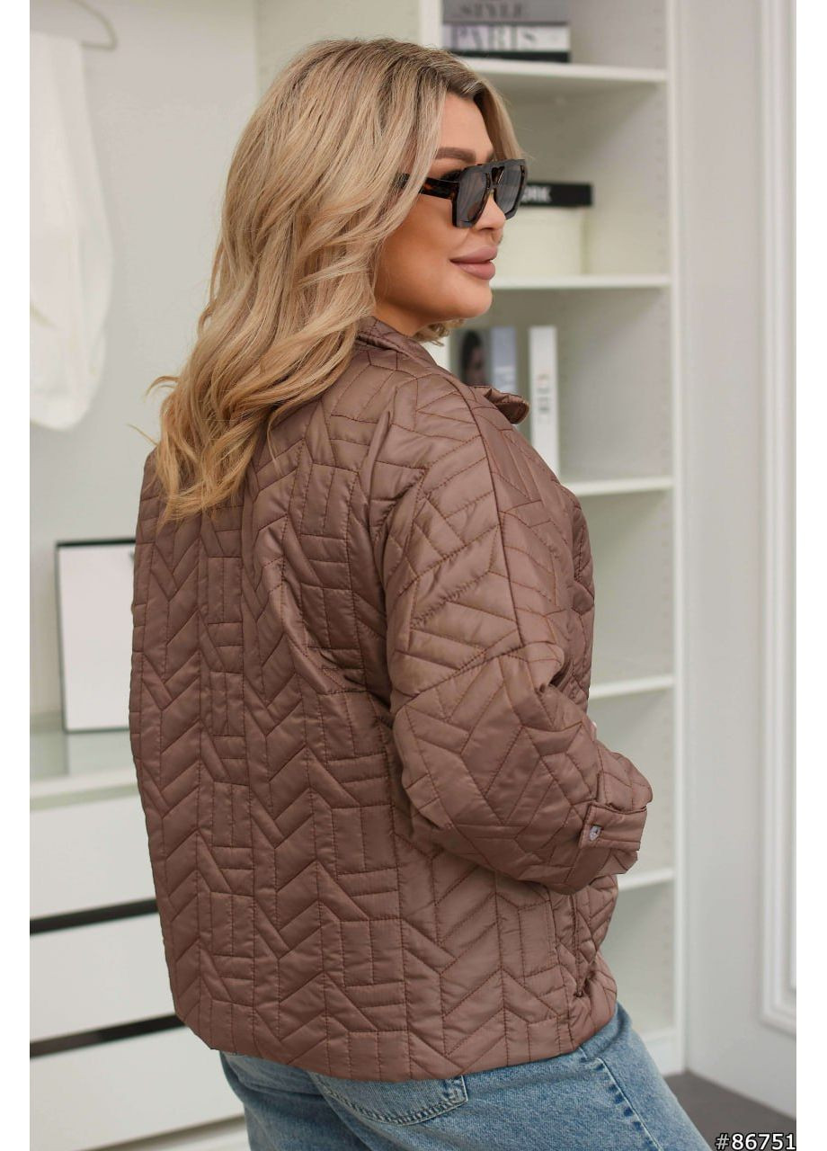Коричнева демісезонна курточка стьобана універсальна яскрава — заміри в описі куртка-пальто Vione
