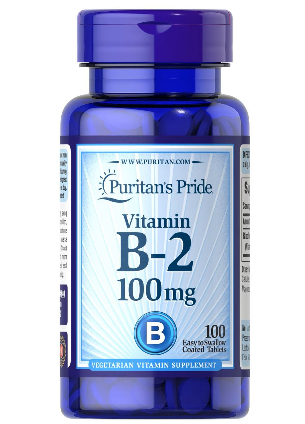 Вітамін В-2 Puritan's Pride Vitamin B-2 (Riboflavin) 100 mg 100tabs Puritans Pride (292728046)