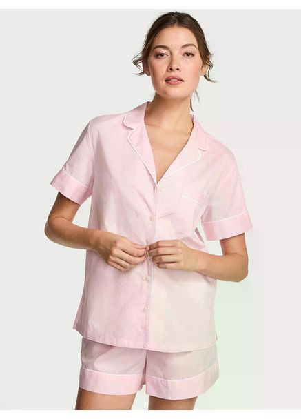 Блідо-рожева піжама бавовняна вікторія сікрет heritage cotton short pajama set сорочка + шорти Victoria's Secret