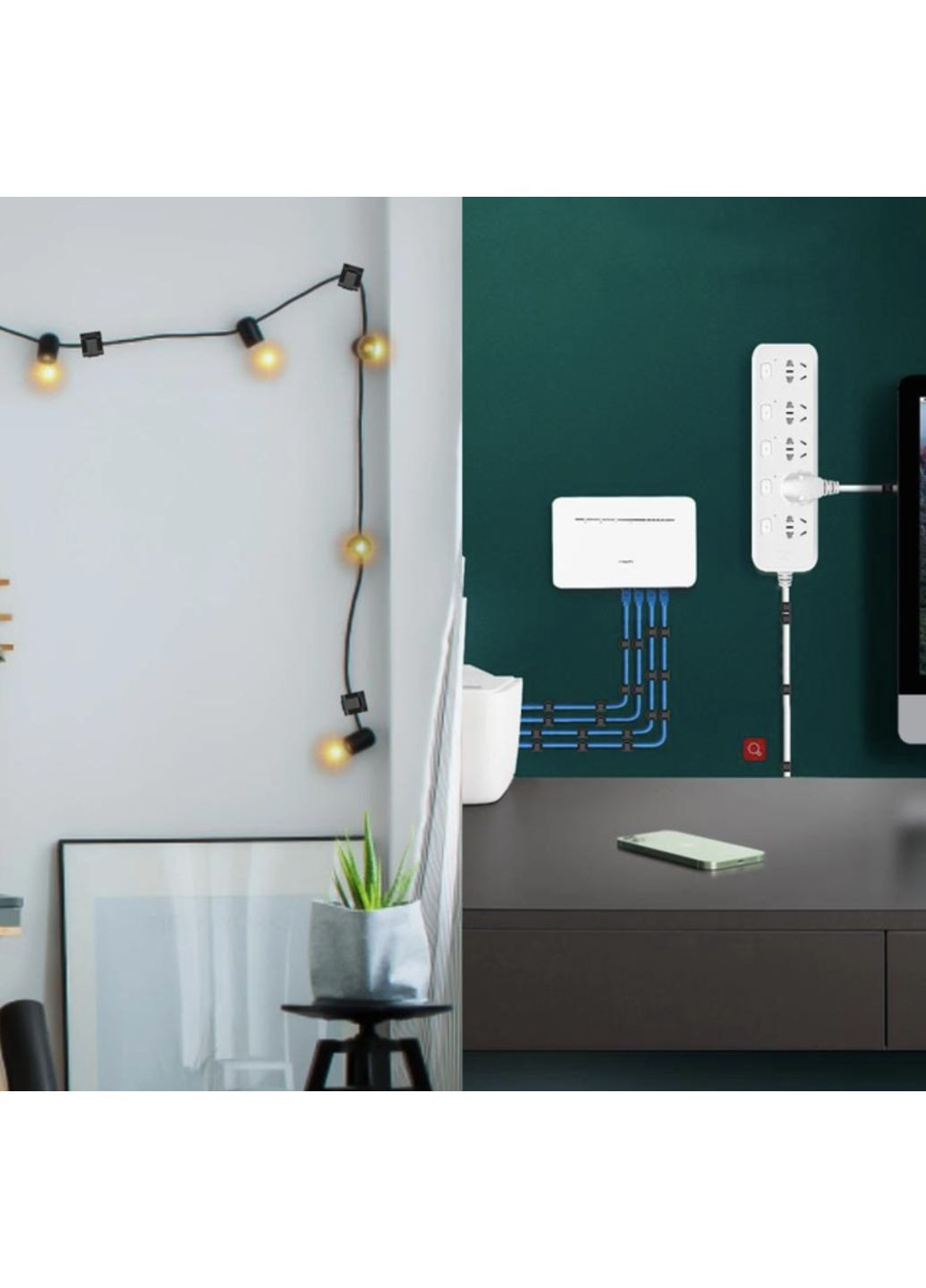 Органайзер Фиксатор кабеля держатель для проволоки самоклеющийся 3M 10 шт L Белый Lencent (358935031)