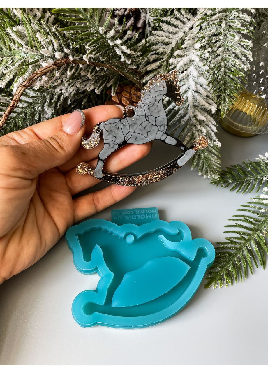 Молд конь качели для новогодних игрушек на елку силиконовая форма для эпоксидной смолы No Brand (370566844)