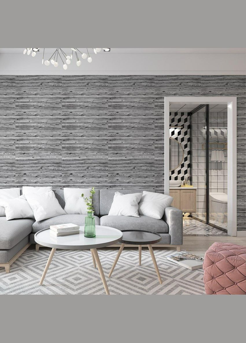 Самоклеюча 3D панель під дерево кольору зебри 19600x700x3мм SW-00001475 Sticker Wall (300242314)