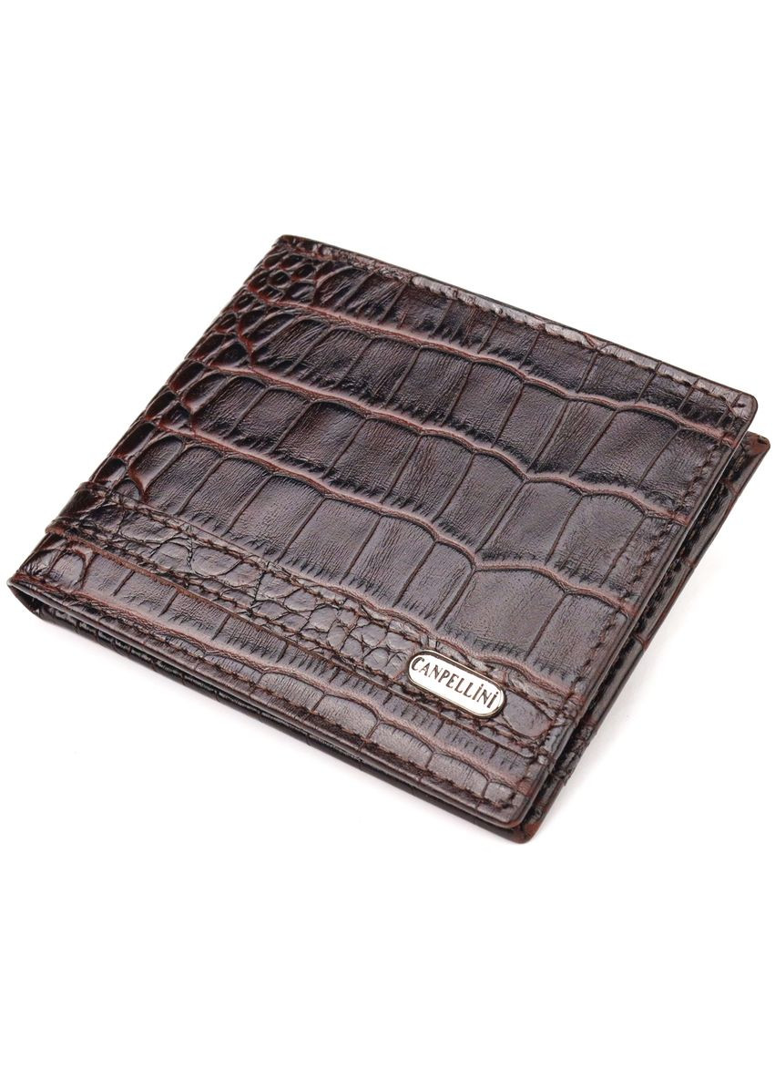 Затискач із натуральної фактурної шкіри коричневий 21519 Canpellini (329197116)