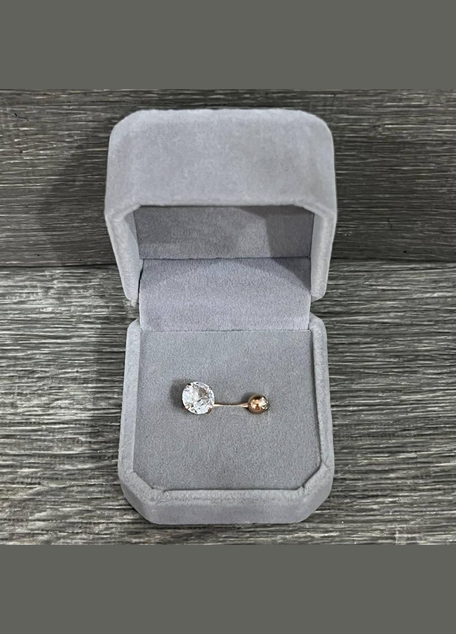 Сережка для пірсингу пупка "Сяючі діаманти" медзолото та циркони навела медична сталь у коробочці Spikes (323168514)