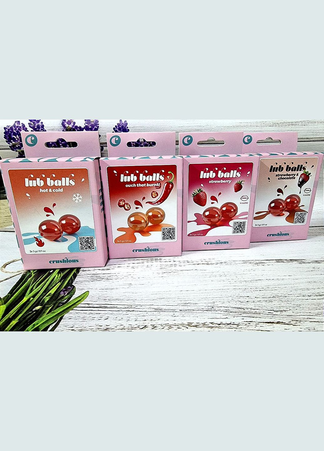 Бразильські вибухові кульки для масажу Lub Balls зі смаком полуниці та шоколаду Crushious (331170467)