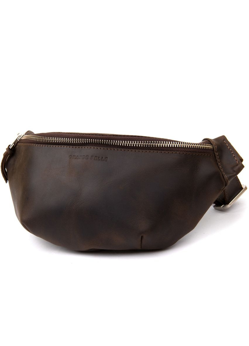 Бананка в матовой коже 11154 Коричневый. Grande Pelle (368862682)