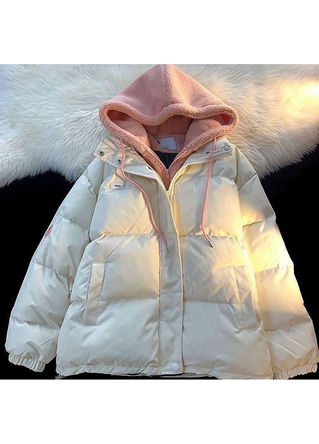 Молочная демисезонная ✨ лимитированный пуховик со вшитым капюшоном — замеры в описании 🧸❄️ куртка-пальто DK/DL Мода без кордонів
