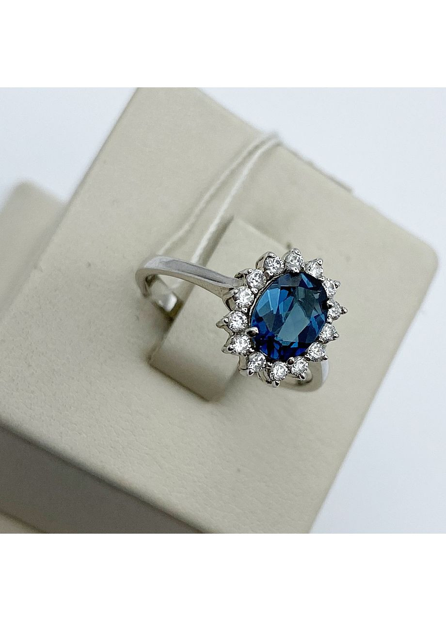 Кольцо серебряное с Лондон топазом и кубическим цирконием 19,5 3,47 г No Brand (370142683)