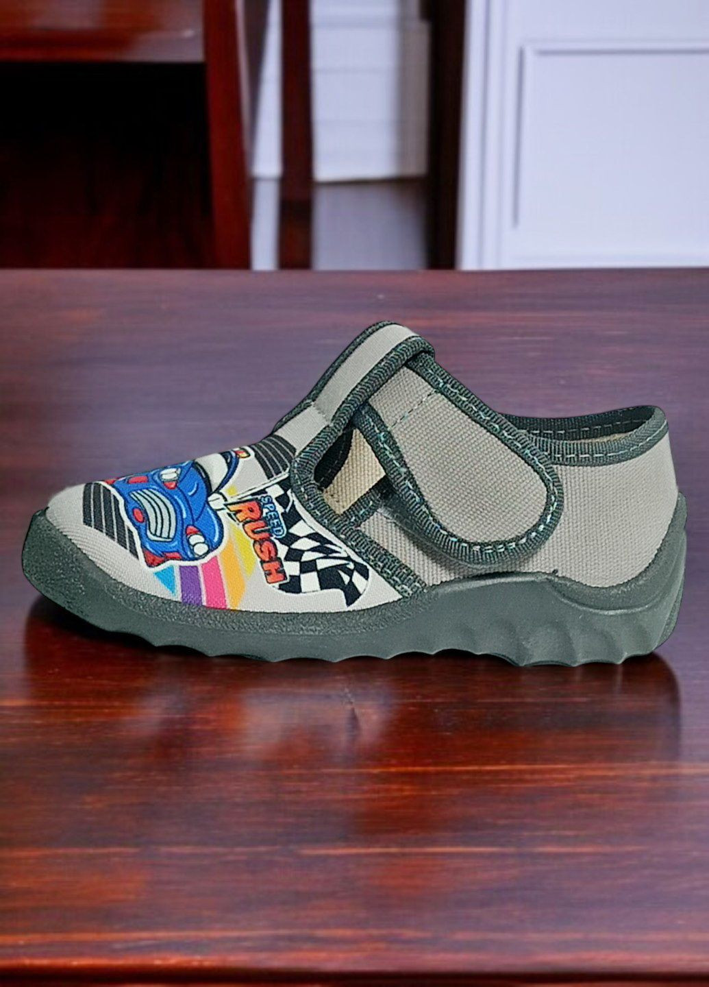 Серые детские ортопедические тапочки на липучке для мальчика в садик на сменку валди Waldi